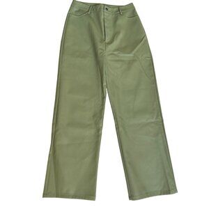 Green Faux Leather Wide-Leg Pants Stylewe M